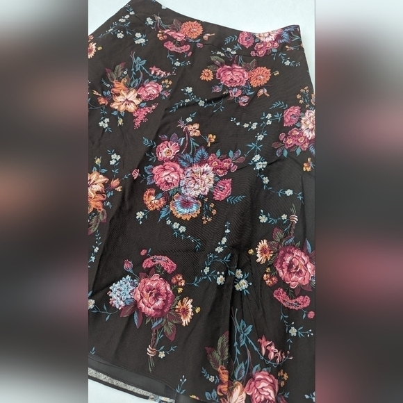 Pendleton Skirt Silk Wool Floral midi skirt brown lined Size 14 - Picture 10 of 14